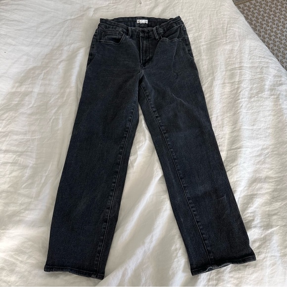 GOOD AMERICAN ALWAYS FITS GOOD LEGS STRAIGHT JEANS BLACK - Picture 1 of 6
